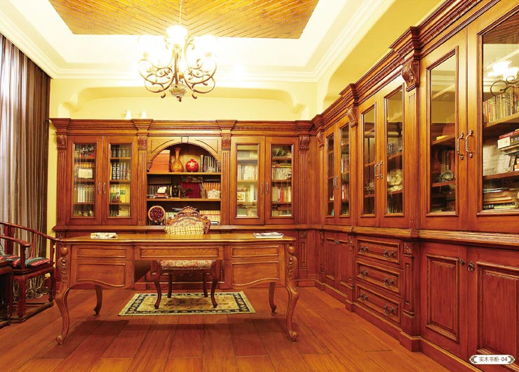 歐式成品柜系列-實(shí)木書柜